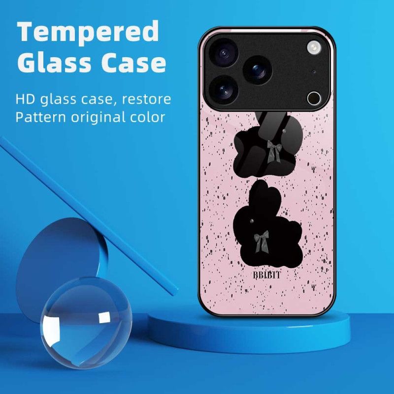 Case iPhone 17 Pro Max Puhelinkuoret Karkaistusta Lasista Valmistettu Vaaleanpunainen Ja Musta Kuvio