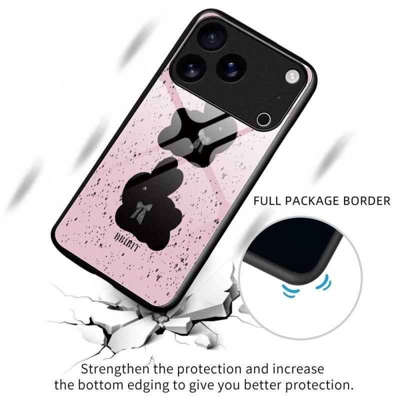 Case iPhone 17 Pro Max Puhelinkuoret Karkaistusta Lasista Valmistettu Vaaleanpunainen Ja Musta Kuvio