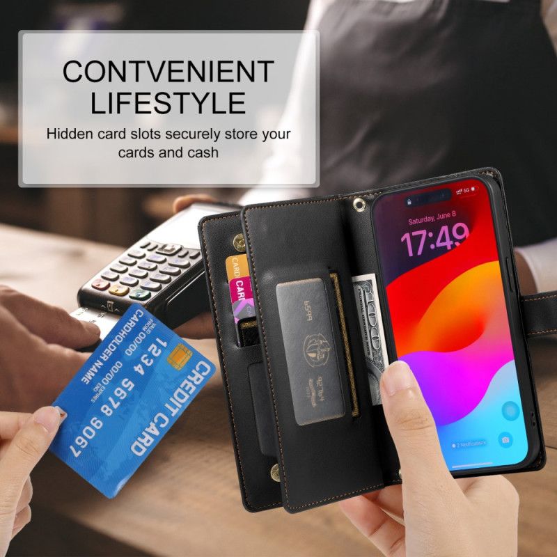 Kotelot iPhone 17 Pro Max Lompakko Vetoketjutaskulla Suojakuori