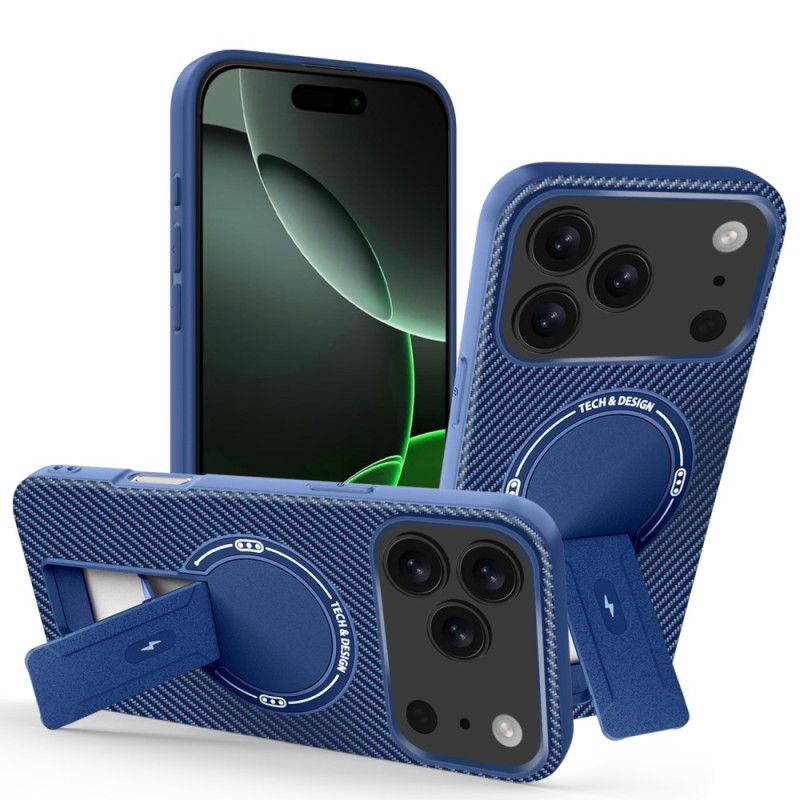 Kuori iPhone 17 Pro Max Hiilikuitukuvio Ja Jalusta