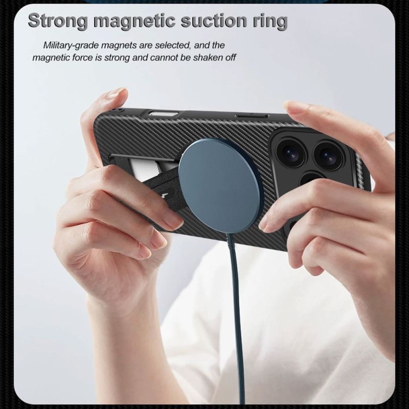 Kuori iPhone 17 Pro Max Hiilikuitukuvio Ja Jalusta