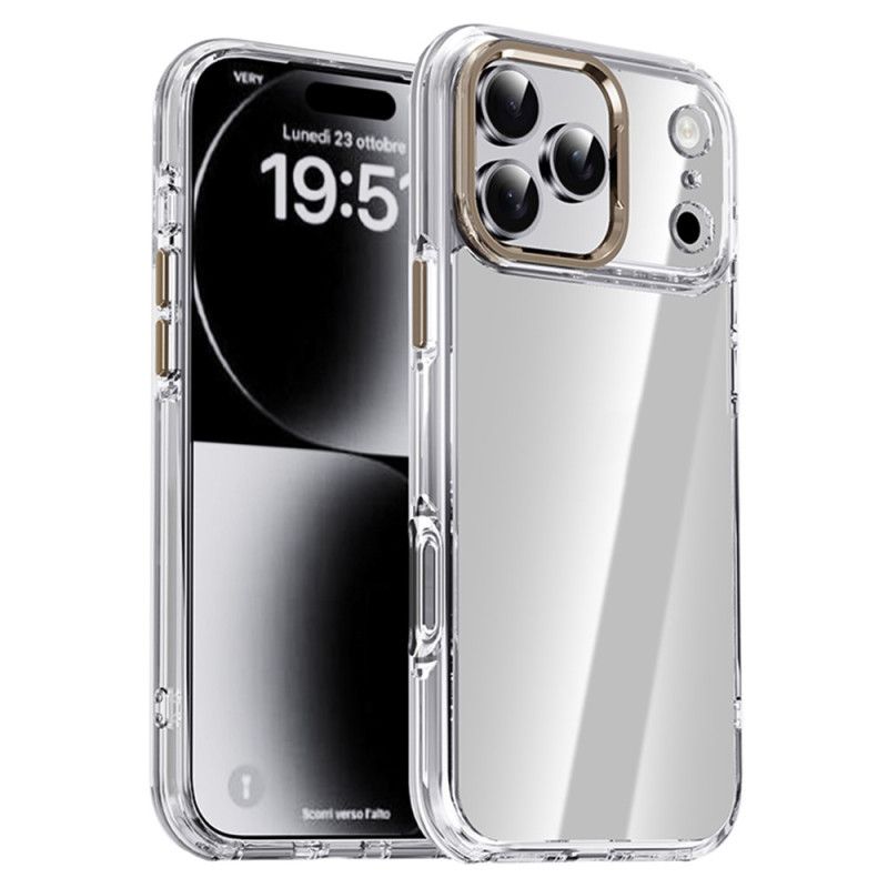 Kuori iPhone 17 Pro Max Ipaky Läpinäkyvä Metallinen Linssikehys