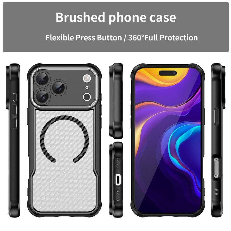 Kuori iPhone 17 Pro Max Magsafe-yhteensopiva Läpikuultava Hiilikuitu Suojakuori