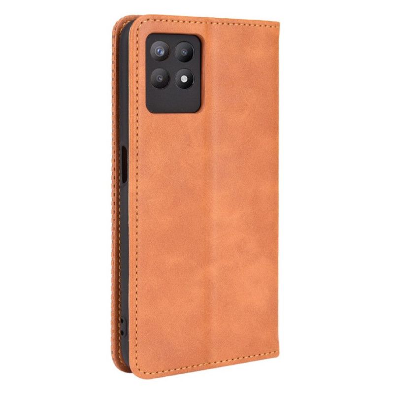Flip Kotelot Realme 8i Tyylitelty Vintage-nahkaefekti