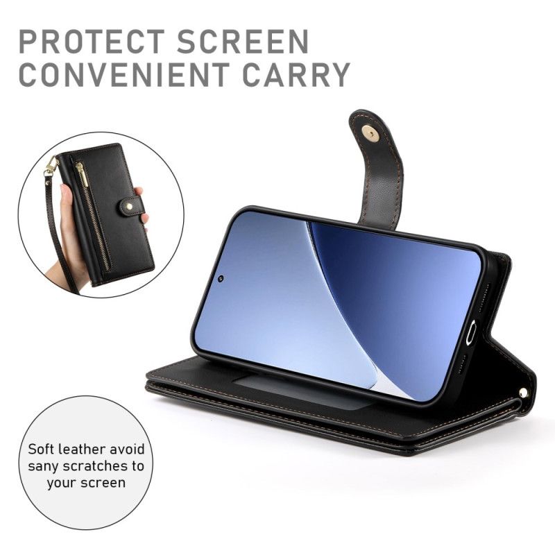 Kotelot Xiaomi 15 Pro Lompakko Jossa Hihna Ja Olkahihna Suojakuori