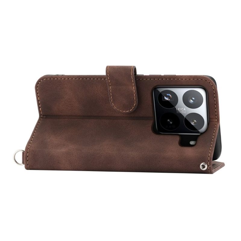 Kotelot Xiaomi 15 Pro Mokkanahkakuvio Kukkakuvio Jossa Hihna Ja Olkahihna Suojakuori