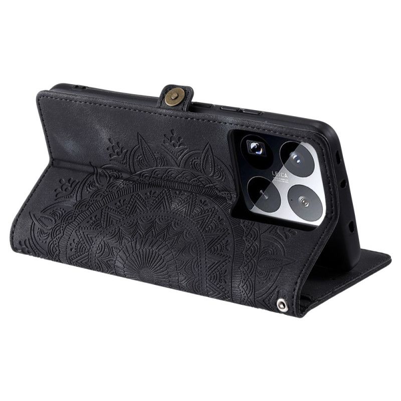 Nahkakotelo Xiaomi 15 Pro Toteemikuvioinen Hihna