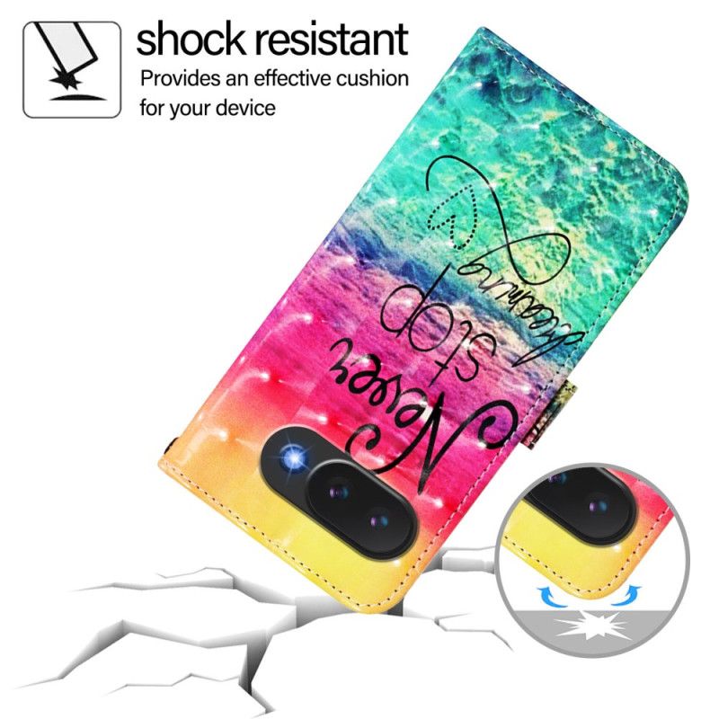 Nahkakotelo Google Pixel 10a Älä Koskaan Lopeta Unelmointia