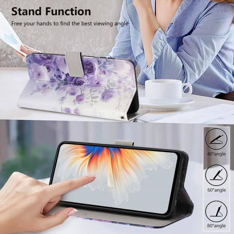 Nahkakotelo Google Pixel 10a Violetit Ruusut