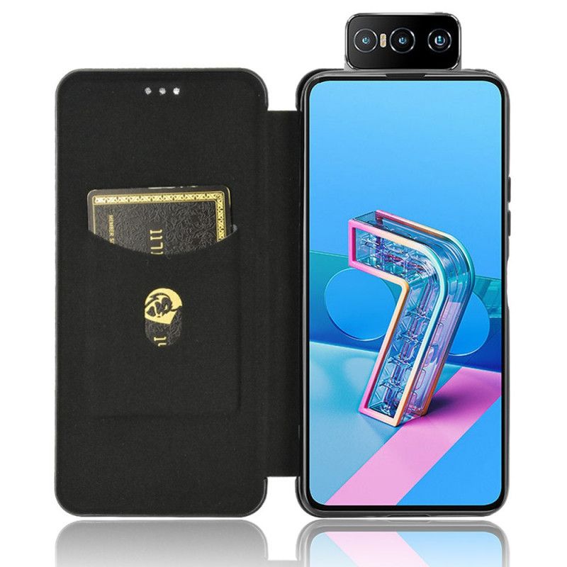 Flip Kotelot Asus Zenfone 7 / 7 Pro Vihreä Musta Hiilisilikoni Suojakuori