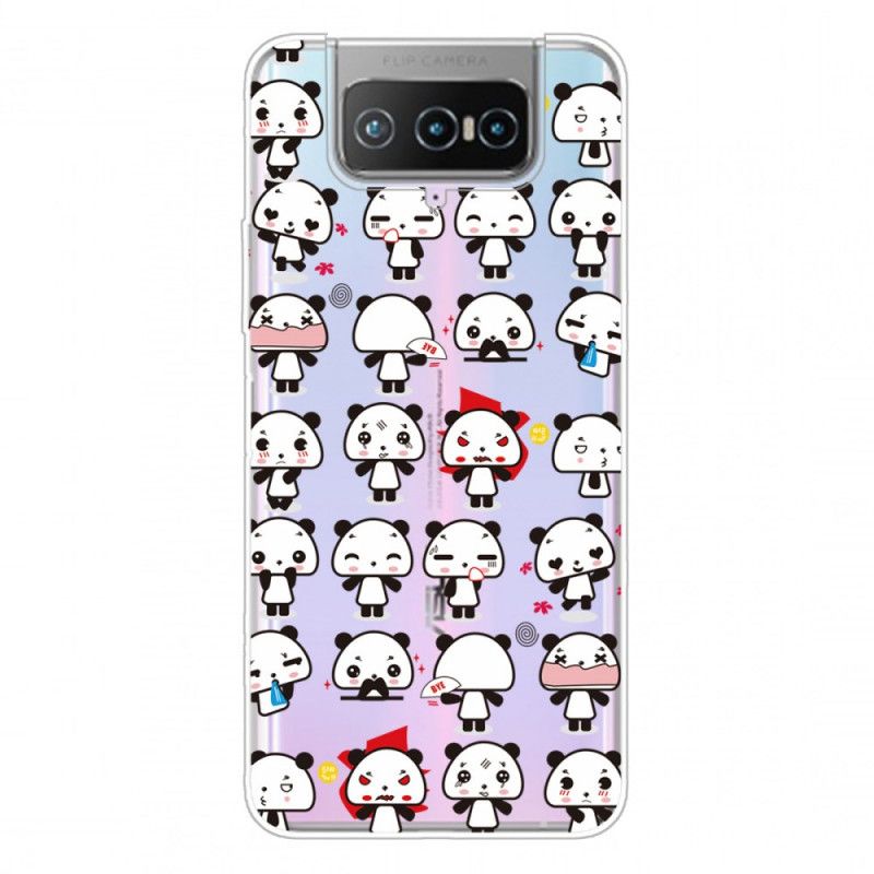 Kuori Asus Zenfone 7 / 7 Pro Läpinäkyvät Hauskat Pandat