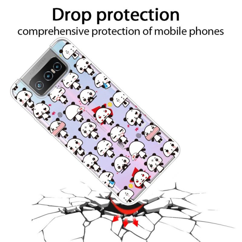 Kuori Asus Zenfone 7 / 7 Pro Läpinäkyvät Hauskat Pandat