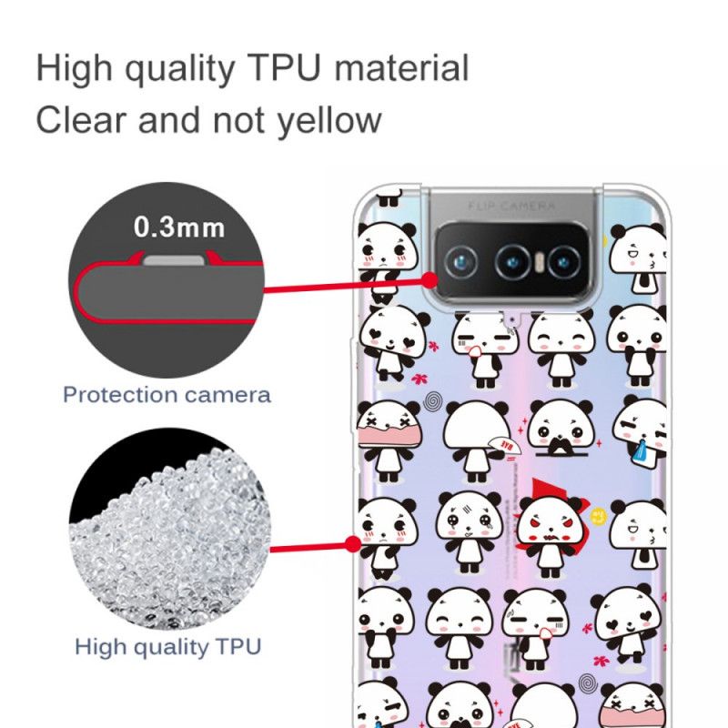 Kuori Asus Zenfone 7 / 7 Pro Läpinäkyvät Hauskat Pandat
