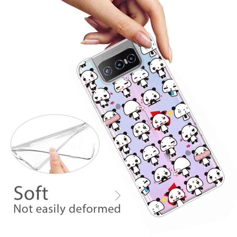 Kuori Asus Zenfone 7 / 7 Pro Läpinäkyvät Hauskat Pandat