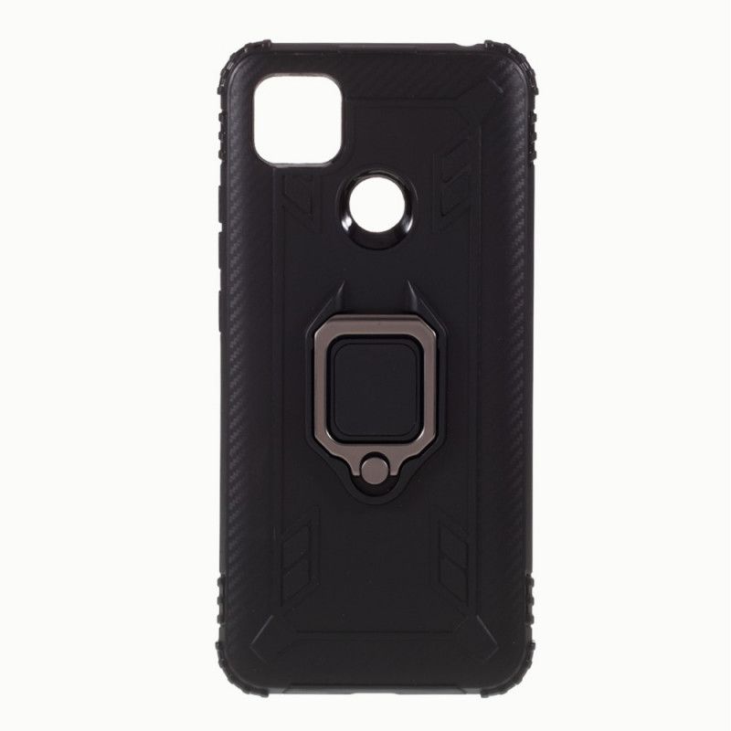 Kuori Xiaomi Redmi 9C Punainen Musta Hiilikuitutyyppinen Rengas Suojakuori