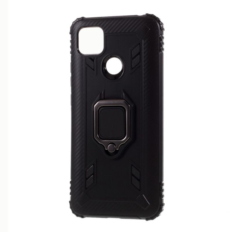 Kuori Xiaomi Redmi 9C Punainen Musta Hiilikuitutyyppinen Rengas Suojakuori