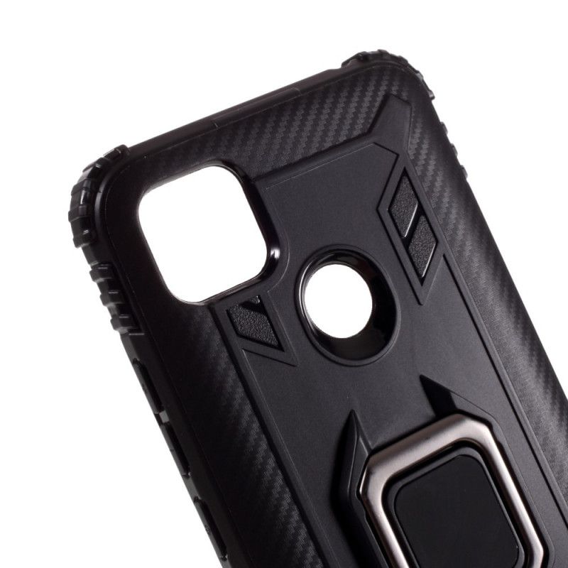 Kuori Xiaomi Redmi 9C Punainen Musta Hiilikuitutyyppinen Rengas Suojakuori