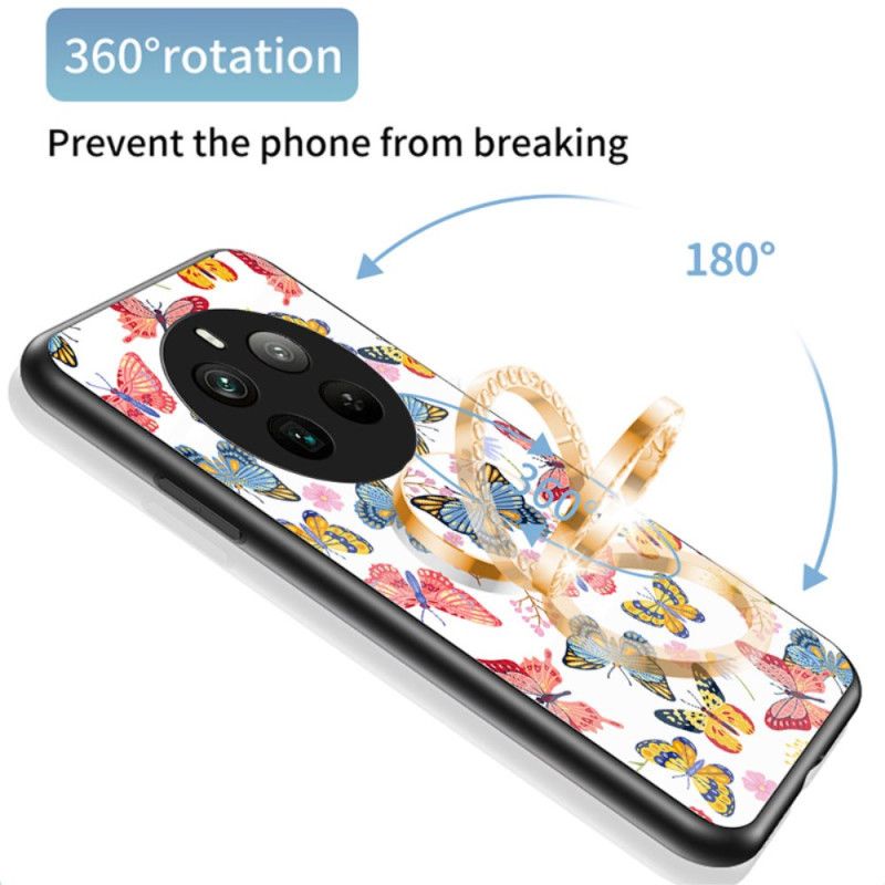Kuori Realme 12 Pro / 12 Pro Plus Tempered Glass Ring-support Butterfly -sarja Suojakuori