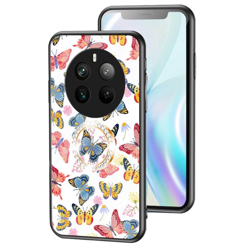 Kuori Realme 12 Pro / 12 Pro Plus Tempered Glass Ring-support Butterfly -sarja Suojakuori