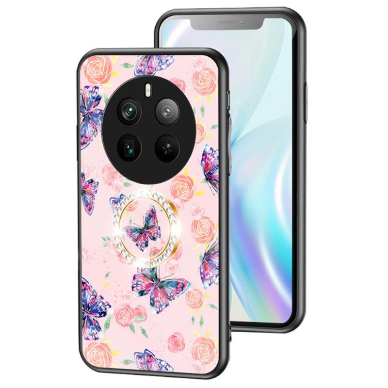 Kuori Realme 12 Pro / 12 Pro Plus Tempered Glass Ring-support Butterfly -sarja Suojakuori