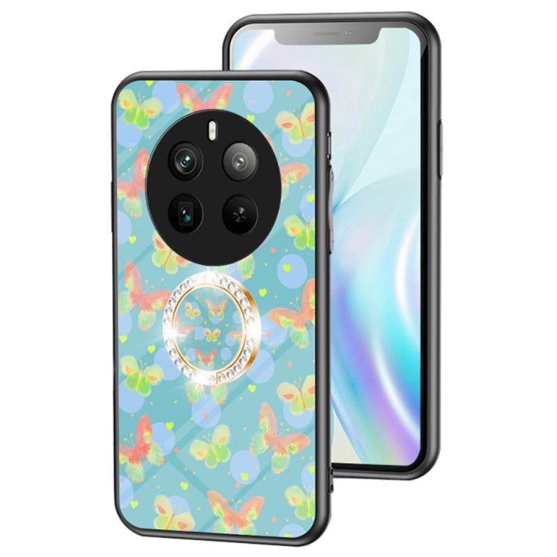 Kuori Realme 12 Pro / 12 Pro Plus Tempered Glass Ring-support Butterfly -sarja Suojakuori