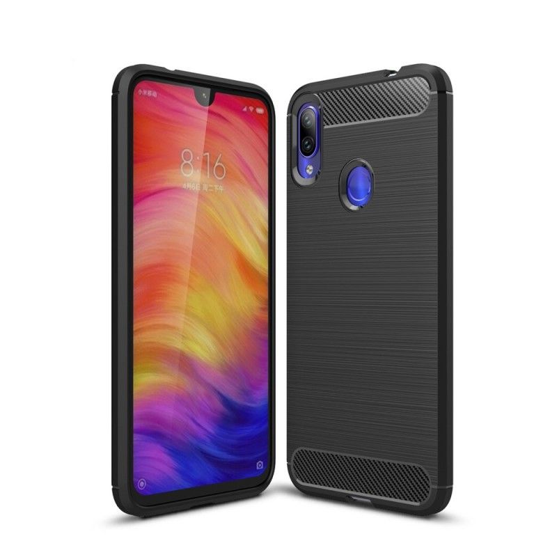 Case Kuoret Xiaomi Redmi Note 7 Punainen Musta Puhelinkuoret Harjattu Hiilikuitu