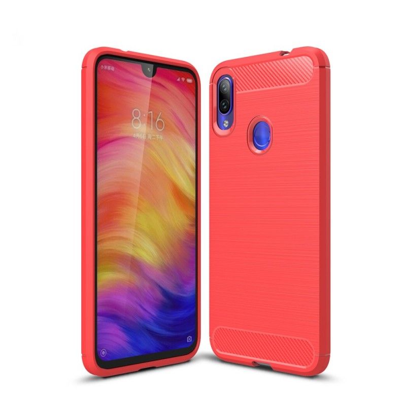 Case Kuoret Xiaomi Redmi Note 7 Punainen Musta Puhelinkuoret Harjattu Hiilikuitu