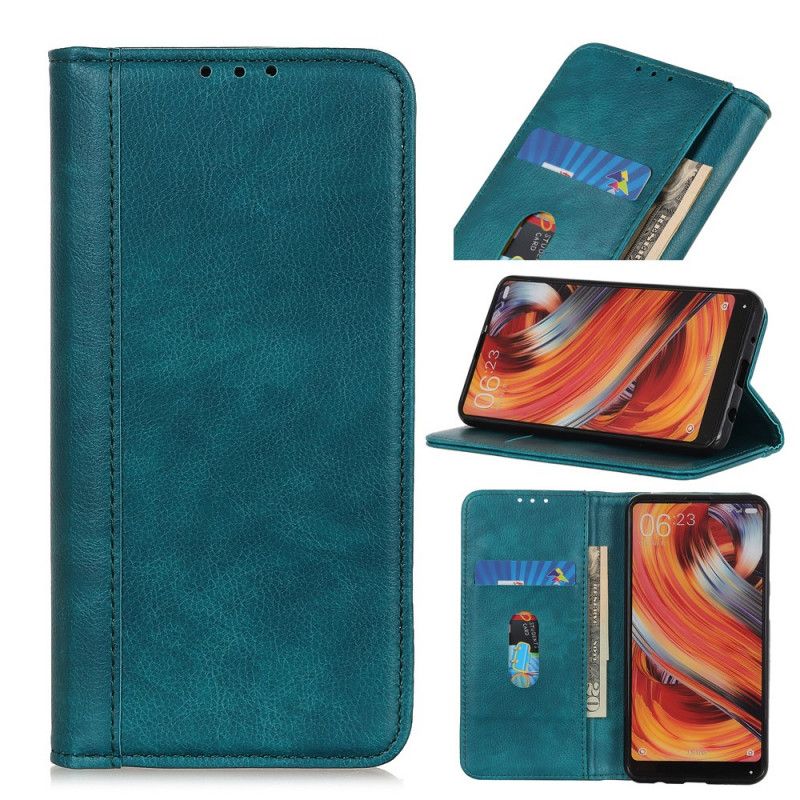 Flip Kotelot iPhone 11 Pro Max Vihreä Musta Tyylikäs Halkaistu Litsi Nahka