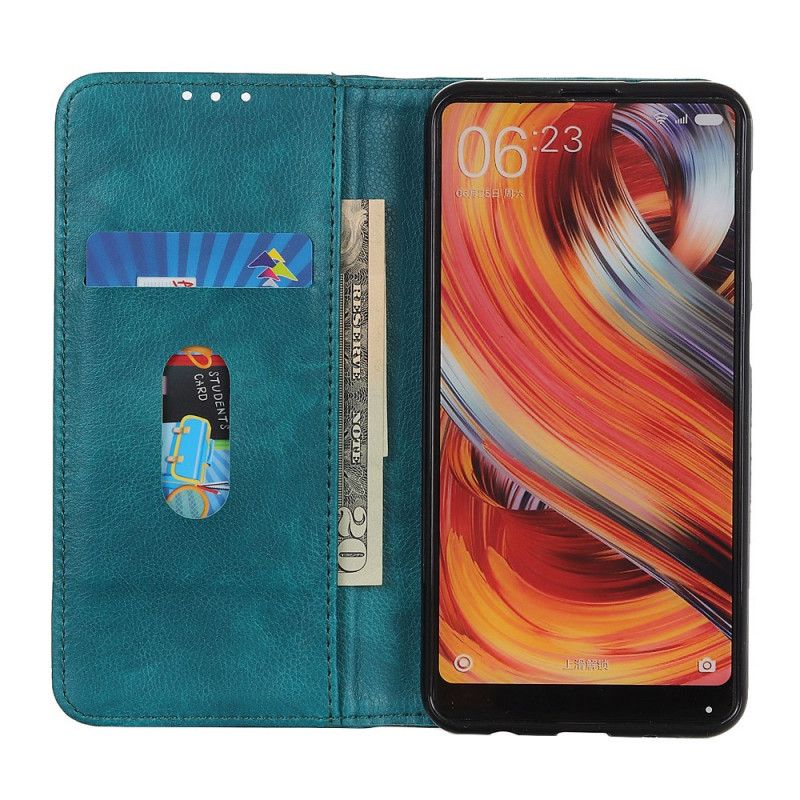 Flip Kotelot iPhone 11 Pro Max Vihreä Musta Tyylikäs Halkaistu Litsi Nahka