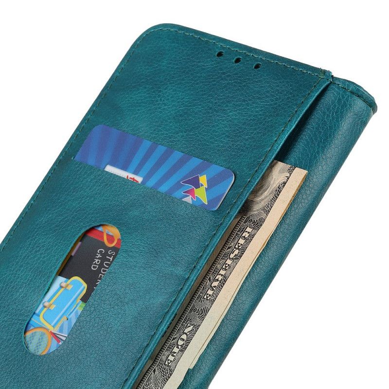 Flip Kotelot iPhone 11 Pro Max Vihreä Musta Tyylikäs Halkaistu Litsi Nahka