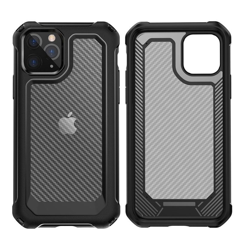 Kuori iPhone 11 Pro Max Punainen Musta Läpinäkyvä Hiilikuiturakenne