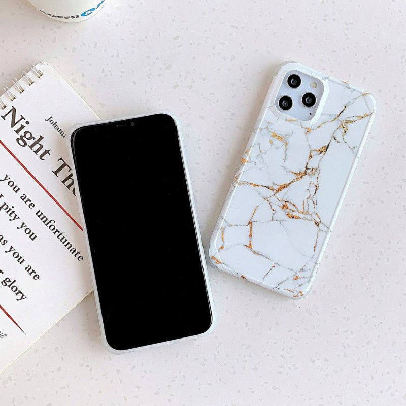 Kuori iPhone 11 Pro Max Vaaleanpunainen Valkoinen Marmorityyppiset Vahvistetut Kulmat