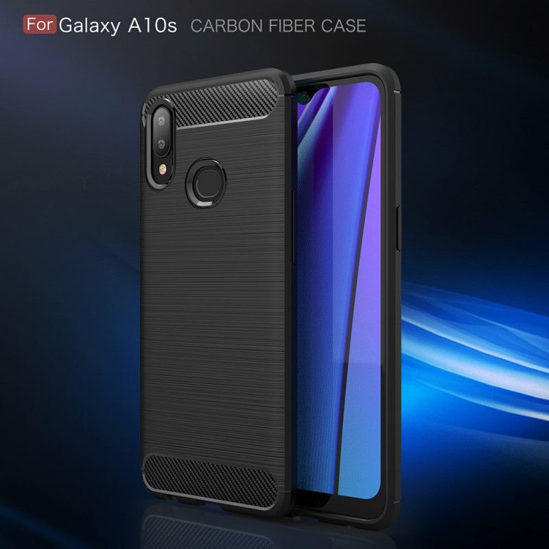 Kuori Samsung Galaxy A10s Punainen Musta Harjattu Hiilikuitu Suojakuori