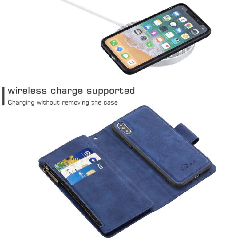 Kotelot iPhone X Harmaa Musta Binfen-Värinen Irrotettava Kuori Suojakuori