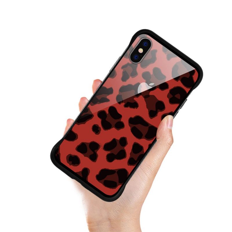 Kuori iPhone X Kulta Punainen Nxe-Leopardipisteet