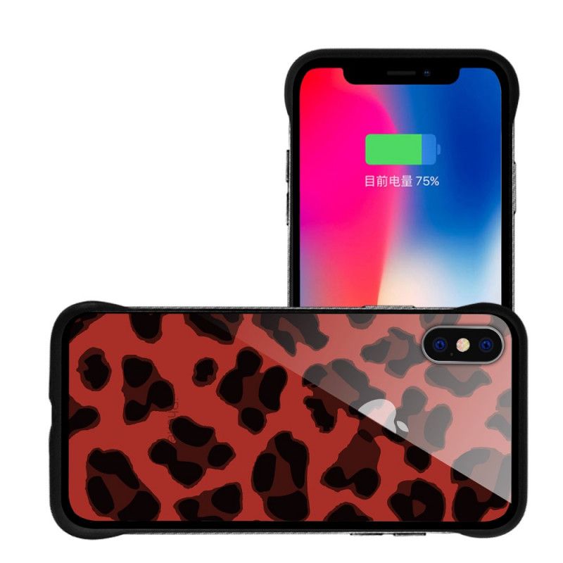 Kuori iPhone X Kulta Punainen Nxe-Leopardipisteet