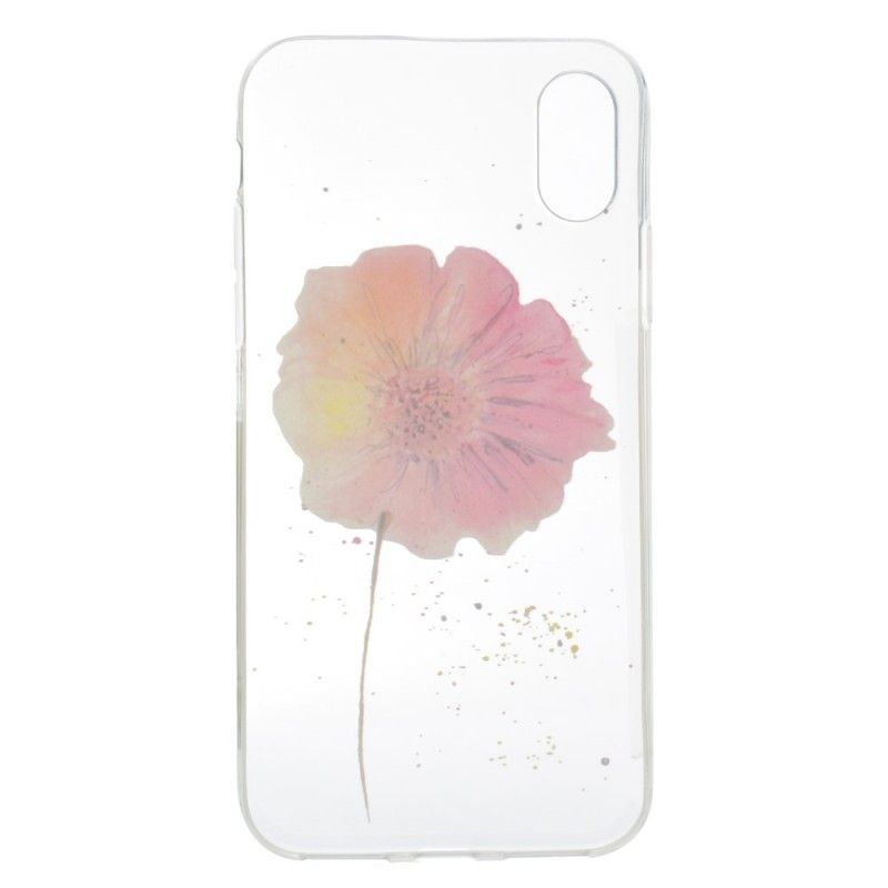 Kuori iPhone X Läpinäkyvä Vesiväri Unikko Suojakuori