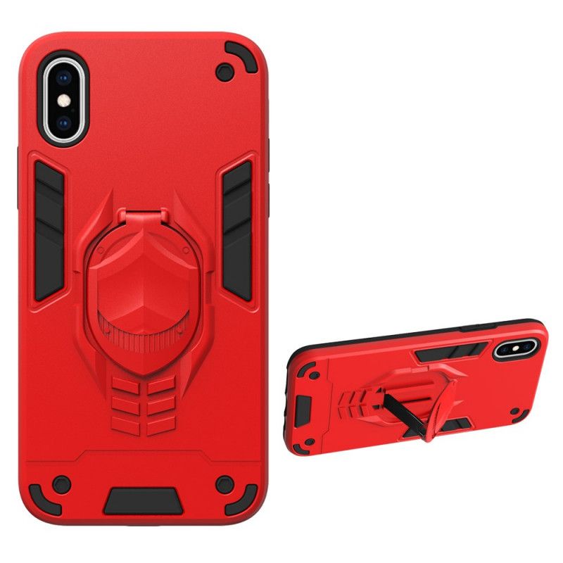 Kuori iPhone X Punainen Musta Irrotettava Panssari Renkaanpidikkeellä