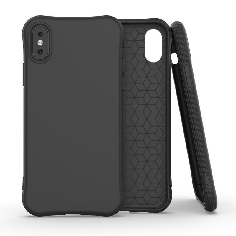 Kuori iPhone X Vaaleanpunainen Musta Enkay-Matto Joustava Silikoni