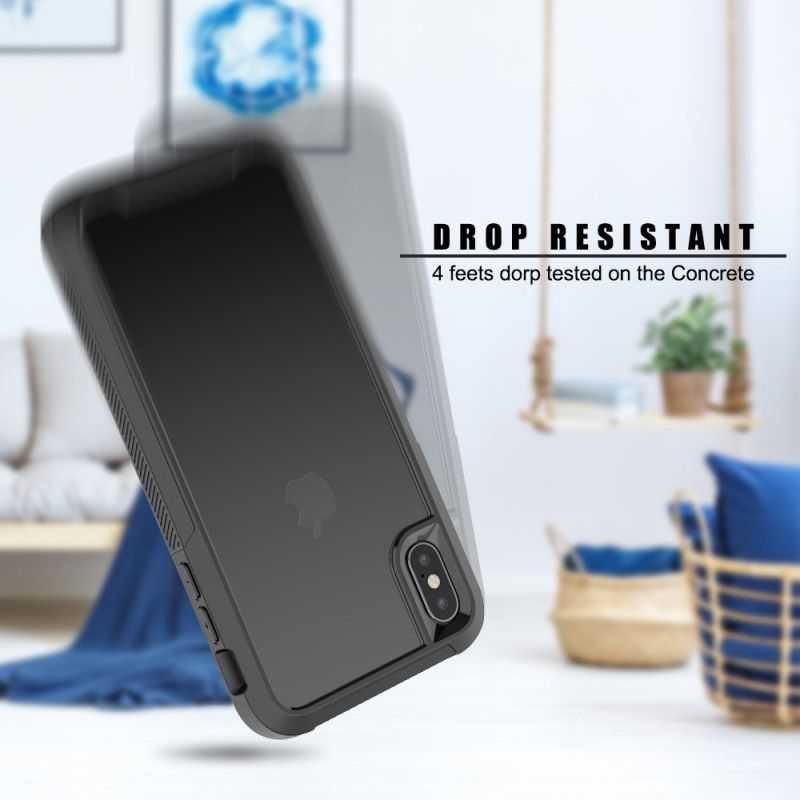 Kuori iPhone X Vaaleansininen Musta Läpinäkyvät Hybridipuskurin Reunat Suojakuori