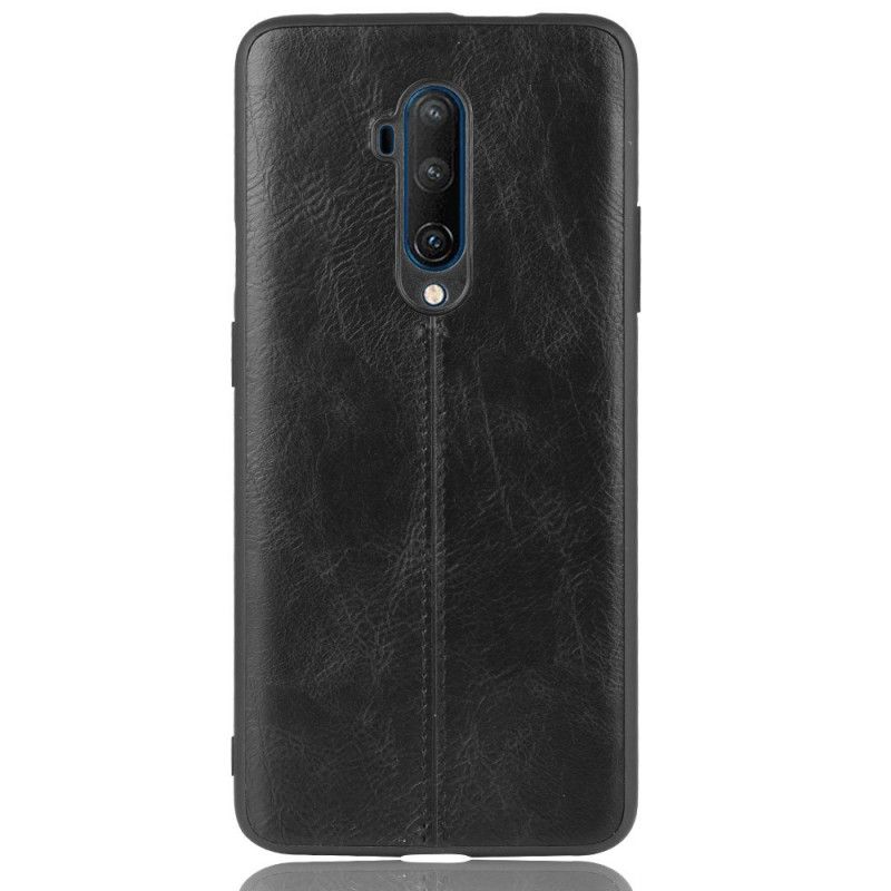 Kuori OnePlus 7T Pro Punainen Musta Ommeltu Nahkaefekti Suojakuori