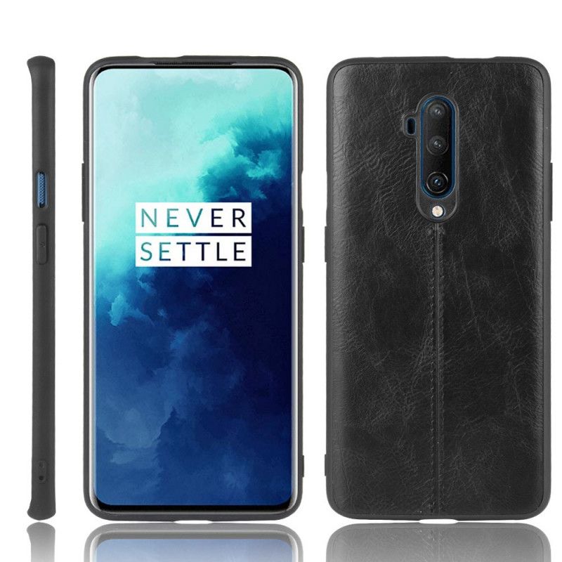 Kuori OnePlus 7T Pro Punainen Musta Ommeltu Nahkaefekti Suojakuori