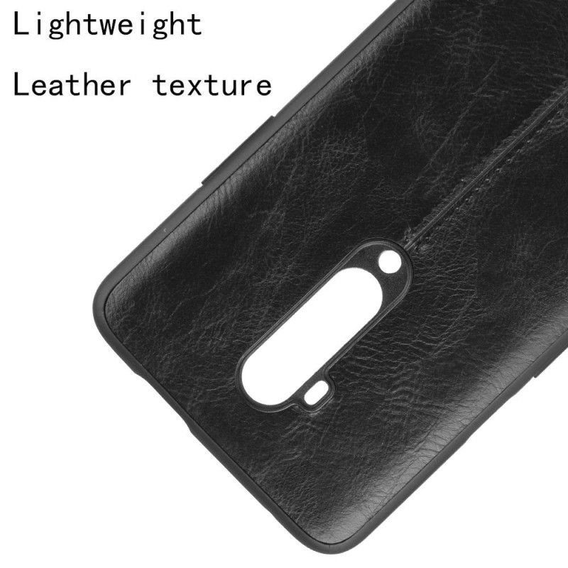 Kuori OnePlus 7T Pro Punainen Musta Ommeltu Nahkaefekti Suojakuori