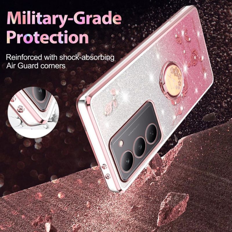 Kuori Realme 14x 5g Kadem Kukkia Ja Strasseja Koristava Sormusteline