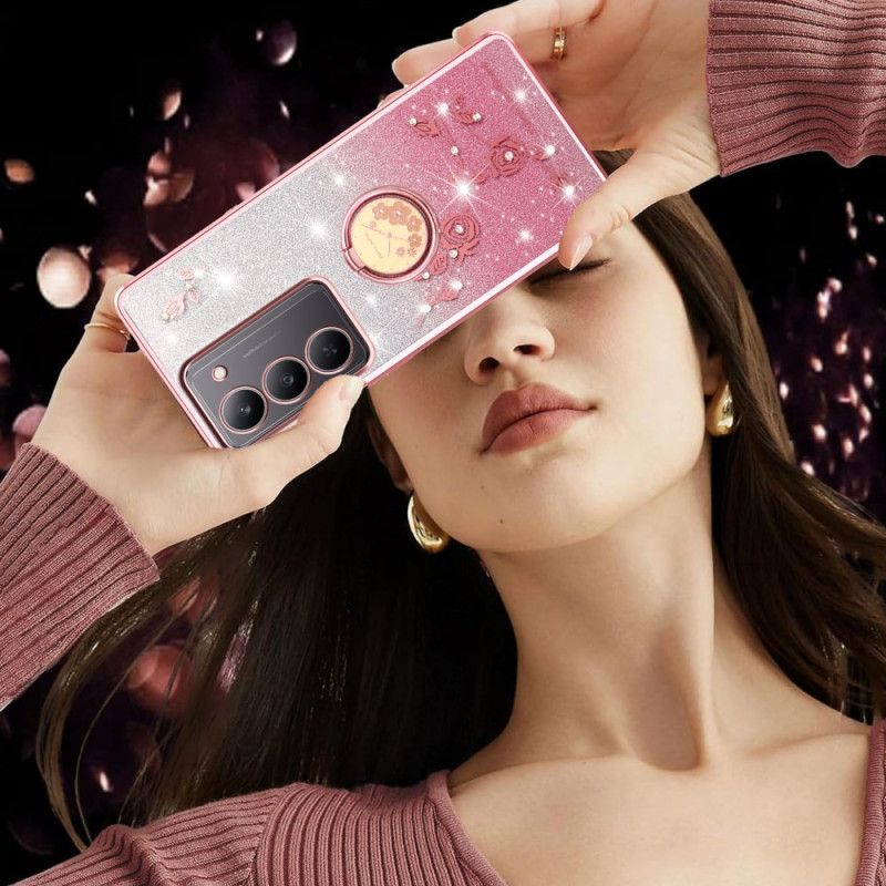 Kuori Realme 14x 5g Kadem Kukkia Ja Strasseja Koristava Sormusteline