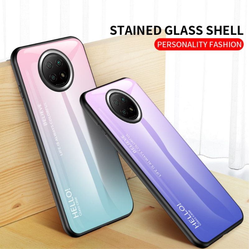 Case Kuoret Xiaomi Redmi Note 9 5G / Note 9T 5G Valkoinen Musta Puhelinkuoret Hei Karkaistu Lasi