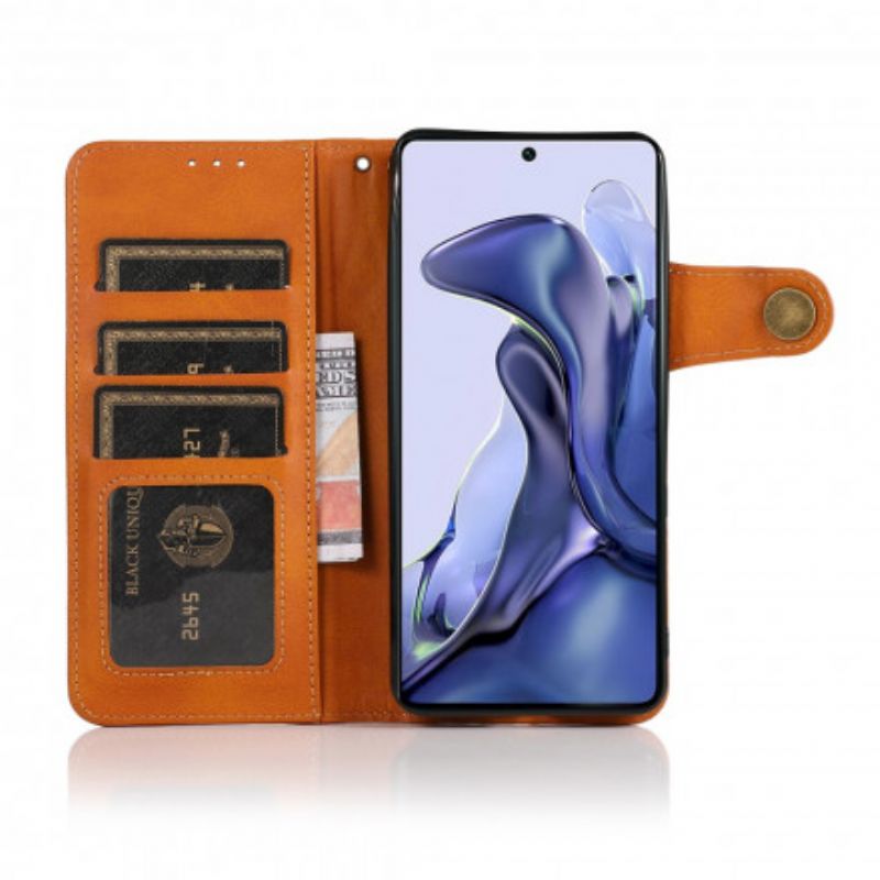 Flip Kotelot Xiaomi Mi 11t / 11t Pro Keinonahkainen Nappi Khazneh