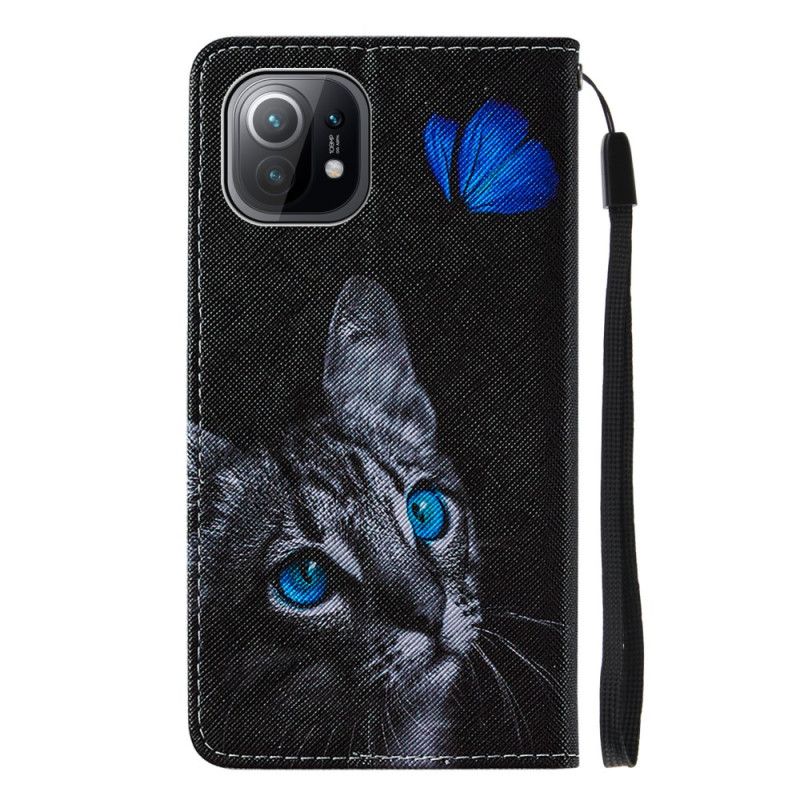 Flip Case Xiaomi Mi 11 Kissa Ja Sininen Perhonen