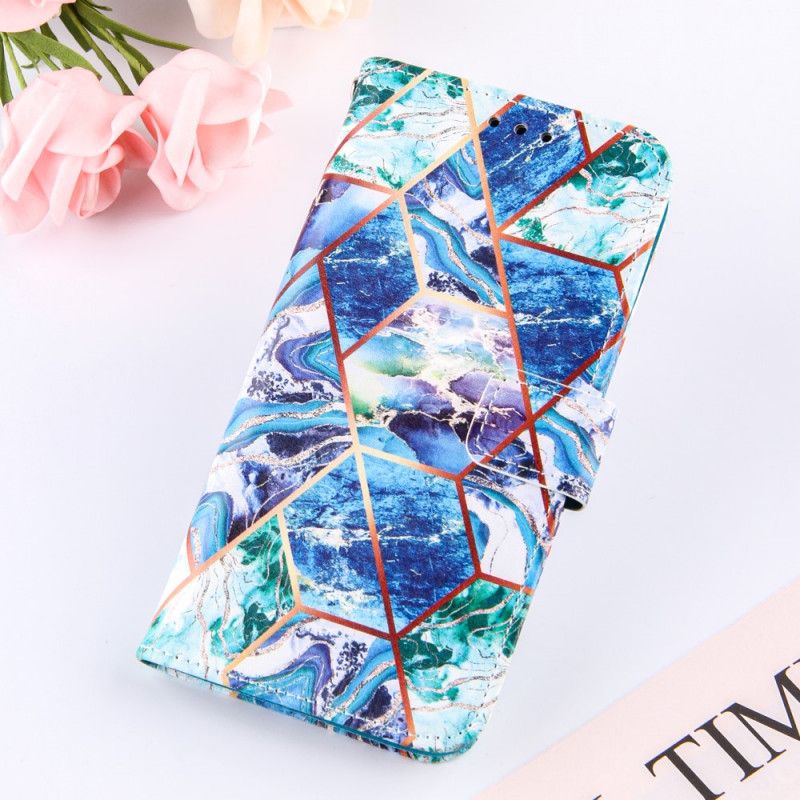 Flip Case Xiaomi Mi 11 Vaaleansininen Tummansininen Geometrinen Marmori