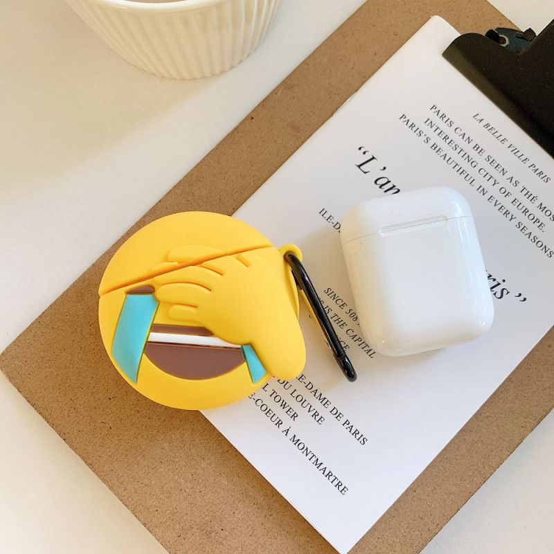 Kuori AirPods Punainen Valkoinen Emoji Karabiinilla